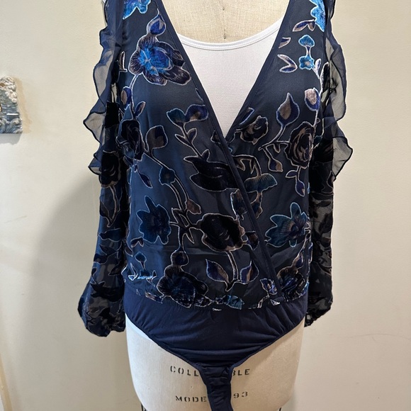 Band of Gypsies Tops - Band of Gypsies Black Ruffled Flutter Sleeve Bodysuit